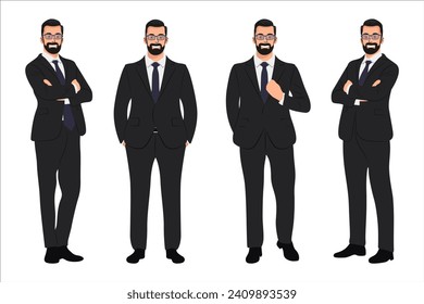 vector businessman doing different actions