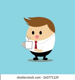 Vector of Businessman drinking hot coffee