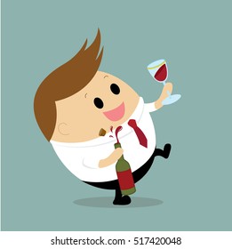 Vector of Businessman drinking red wine