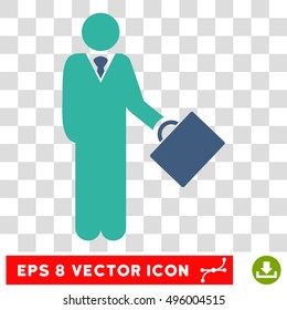 Vector Businessman EPS vector icon. Illustration style is flat iconic bicolor cobalt and cyan symbol on a transparent background.