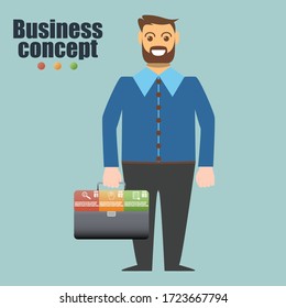 Vector Businessman flat infographic. Business concept with 3 options, parts, steps or processes.