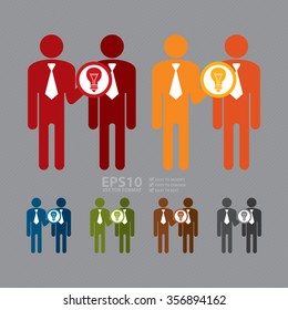 Vector, Businessman Give Idea, Brainstorming Infographics Flat Icon, Sign