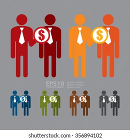 Vector, Businessman Give Money, Business Trading, Deal Infographics Flat Icon, Sign