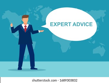 Vector of a businessman giving an expert advice 