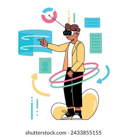 Vector Geschäftsmann Brille Virtual Reality Cartoon Illustration Isolated