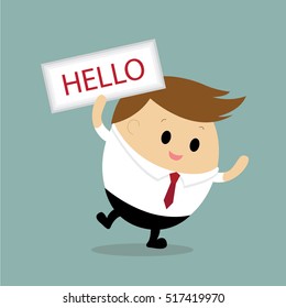 Vector of Businessman with Hello sign.