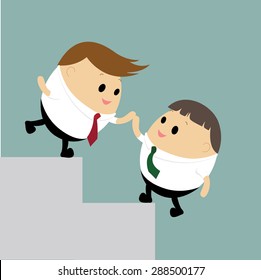 Vector of Businessman helping another or his colleague concept teamwork