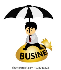 Vector - Businessman and his business.Concept:Business is my life,So I'll take care it.