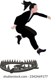 A vector of a businessman jumping over a hurdle