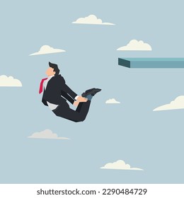 Empresario vectores saltando al cielo. Avance en el concepto de carrera o negocio