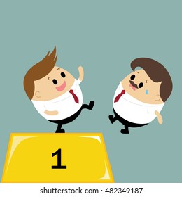 Vector of Businessman kick off his rival for business concept