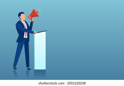 Vector of a businessman making an announcement with megaphone 