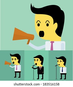 vector of businessman Man Shouting set