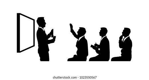 The vector of businessman meeting in silhouette style isolated on white background. Symbol for your web site design, logo, app, UI. Vector illustration, EPS