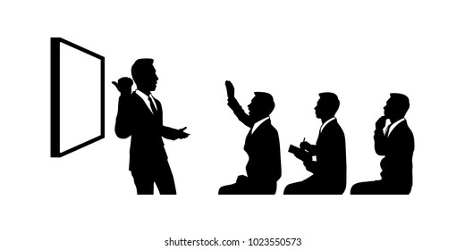 The vector of businessman meeting in silhouette style isolated on white background. Symbol for your web site design, logo, app, UI. Vector illustration, EPS