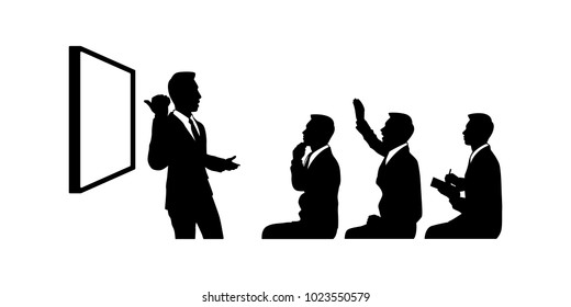 The vector of businessman meeting in silhouette style isolated on white background. Symbol for your web site design, logo, app, UI. Vector illustration, EPS