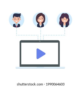 vector businessman on computer screen online meeting concept