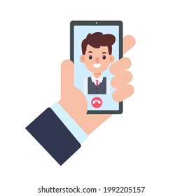vector businessman on computer screen online meeting concept