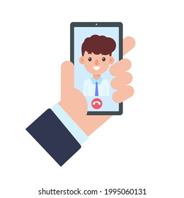vector businessman on computer screen online meeting concept