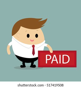 Vector of Businessman with PAID sign.