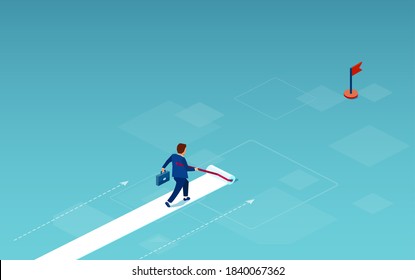 Vector of a businessman painting his own path towards success and career goals