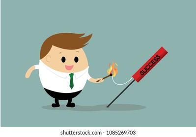Vector of Businessman playing with firecracker