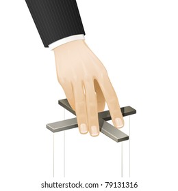 Vector Businessman Puppeteer Hand