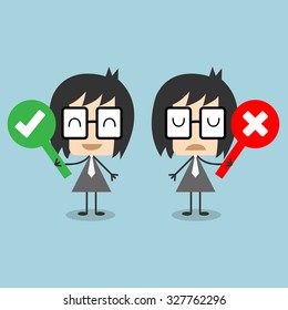 Vector businessman with right and wrong signs, Illustration EPS10