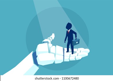 Vector of a businessman in a robot hand