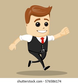 Vector businessman running to success. Happy business man. Successful man, Smile.