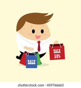 Vector of Businessman with shopping bags.