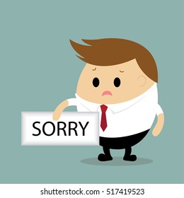 Vector of Businessman with sorry sign.