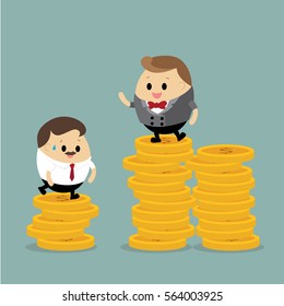 Vector of Businessman standing on the coin stack for business growth 