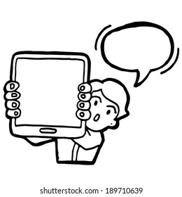 vector of businessman and tablet