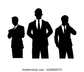 The vector of businessman team work in silhouette style isolated on white background. Symbol for your web site design, logo, app, UI. Vector illustration, EPS