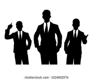 The vector of businessman team work in silhouette style isolated on white background. Symbol for your web site design, logo, app, UI. Vector illustration, EPS