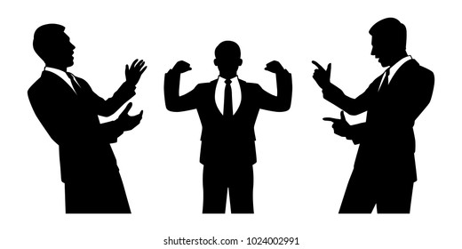 The vector of businessman team work in silhouette style isolated on white background. Symbol for your web site design, logo, app, UI. Vector illustration, EPS