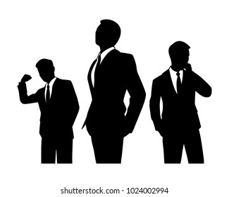 The vector of businessman team work in silhouette style isolated on white background. Symbol for your web site design, logo, app, UI. Vector illustration, EPS