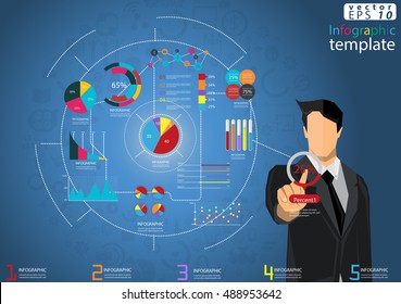 Vector Businessman Thinking modern Idea and Concept illustration Infographic template with graph,icon.