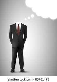 vector businessman with thought cloud