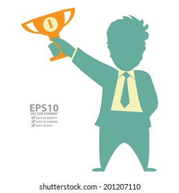 Vector : Businessman With Trophy Isolated on White Background
