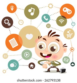 Vector of a businessman wearing multitasking smart watch