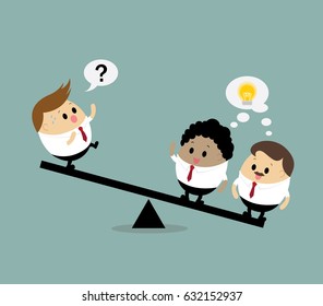 Vector of businessman weighting the idea