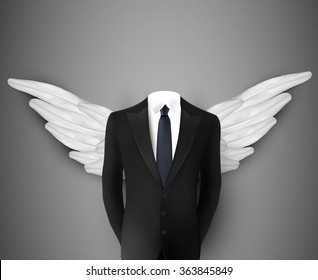 vector businessman with wings