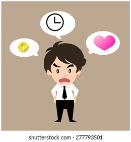vector BusinessMan work hard and invest to stock make a money need a time and love