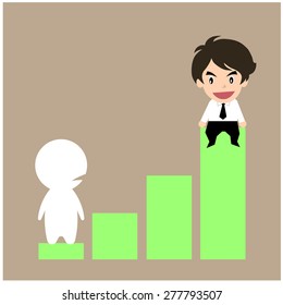 vector BusinessMan work hard and invest to stock make a money need a time and love