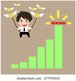 vector BusinessMan work hard and invest to stock make a money need a time and love