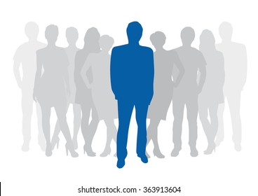 Vector businessman at the work, teamwork and collaboration