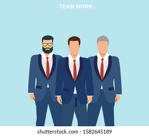 Vector of a businessmen team on a blue background 