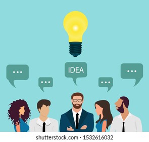 Vector of businesspeople brainstorming new ideas and communicating 